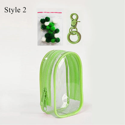 Transparent Jewelry Organizer Box – Plastic Storage Pouch with Keychain, Dustproof Case, Cute Doll Bag for Accessories