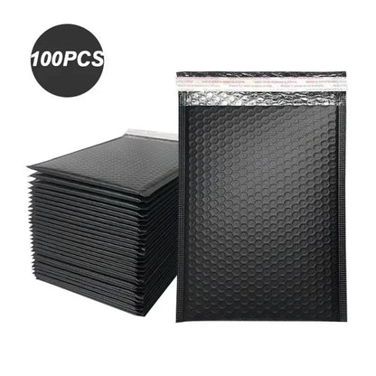 100 Pcs Black Bubble Mailers - Self-Seal Padded Envelopes for Shipping, Poly Green Lining, Secure Packaging Solution