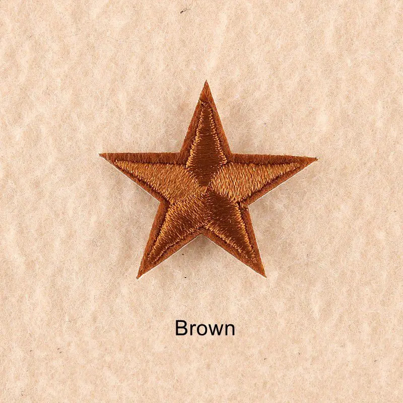 10Pcs Mini Star Embroidery Iron-On Patches – DIY Clothing Appliques Pentagram Stickers for Jackets, Jeans & Bags (Black, White, Gold)