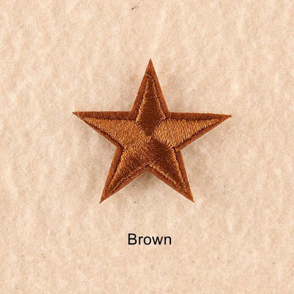 10Pcs Mini Star Embroidery Iron-On Patches – DIY Clothing Appliques Pentagram Stickers for Jackets, Jeans & Bags (Black, White, Gold)