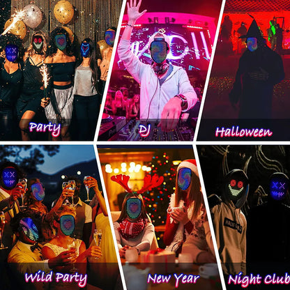 LED Mask with Gesture Sensing, Deformation, and Digital Glow - Perfect for Holiday, Christmas, Carnival, DJ Party, Makeup Ball, and More