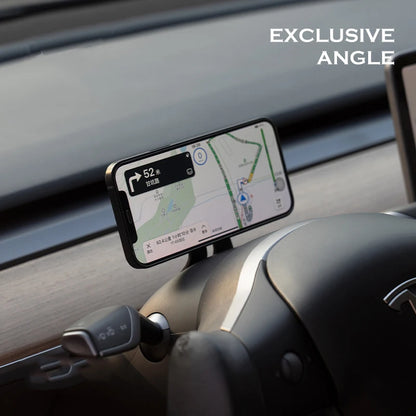 Magnetic Steering Wheel Phone Holder for Tesla Model 3/Y/S/X – Universal Auto Mount Stand for Apple, Xiaomi & Huawei Smartphones
