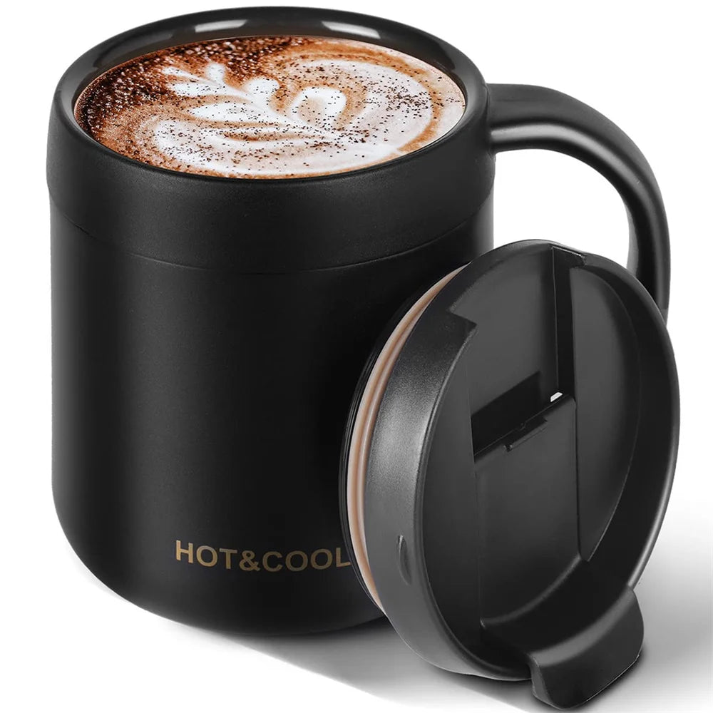 350/500ml Stainless Steel Insulated Coffee Mug with Handle - Tumbler and Thermos for Coffee and Tea