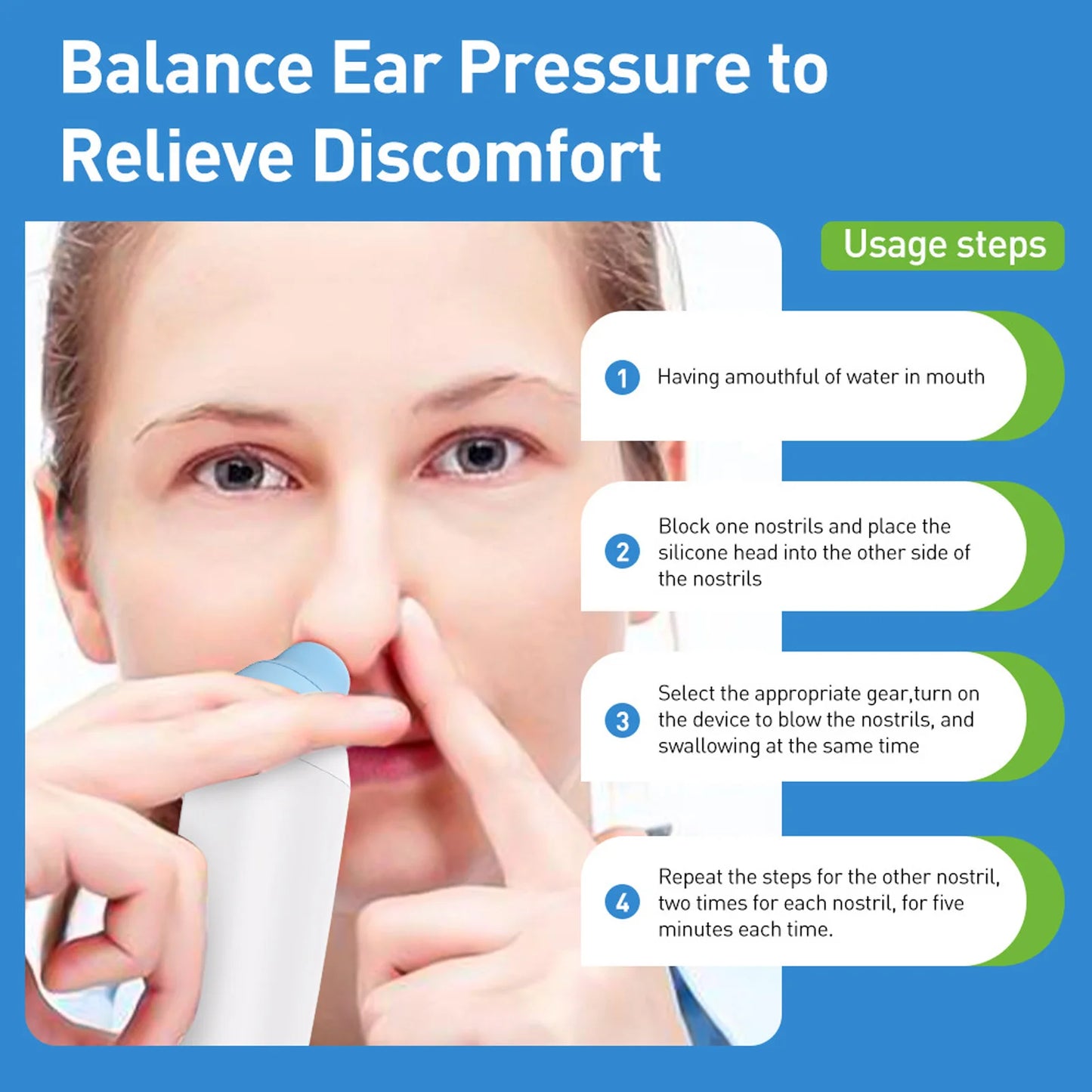 Eustachian Tube Unblocker – Easy-to-Use Ear Pressure Balancer for Tinnitus Relief and Flying Pressure Relief