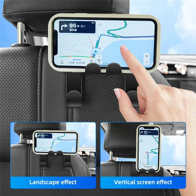 Car Back Seat Hook Phone Holder - Headrest Stand for iPhone, Samsung & All Phones