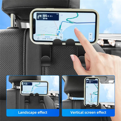 Car Back Seat Hook Phone Holder - Headrest Stand for iPhone, Samsung & All Phones