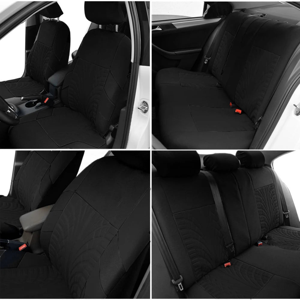 Brand Embroidery Universal Car Seat Cover Set with Organizer – Premium Interior Protection for Golf 4, Citroen C4, IZH 2126, Hyundai i20 & Honda Models