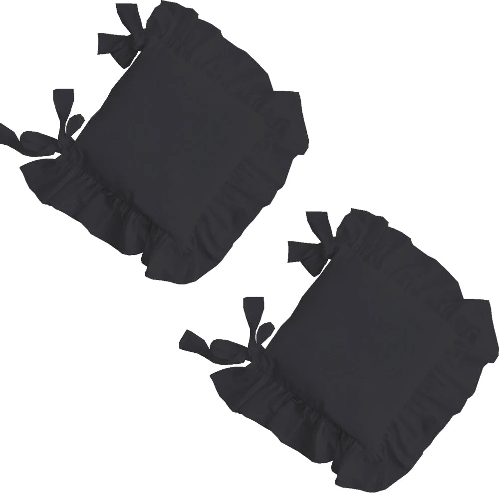 Ruffled Dining Chair Pads - Vintage Seat Cushion Covers with Ties Non-Slip Kitchen Farmhouse Decor