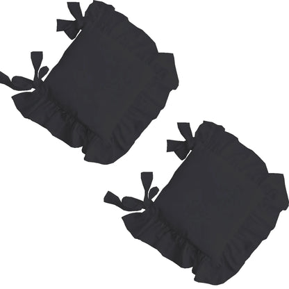 Ruffled Dining Chair Pads - Vintage Seat Cushion Covers with Ties Non-Slip Kitchen Farmhouse Decor