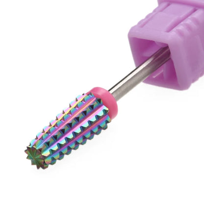 Purple 5-in-1 Tapered Carbide Nail Drill Bits - Milling Cutter for Manicure, Gel & Acrylic Removal, Nail Accessories Tool