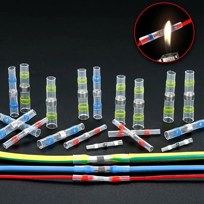 Waterproof Solder Seal Wire Connectors - Heat Shrink Tube Butt Splice Terminals for Secure Electrical Cable Connections