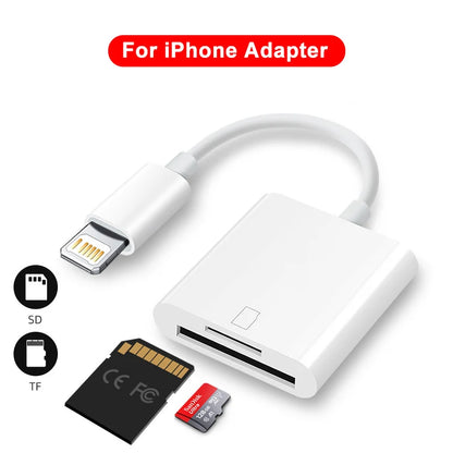 TF SD Card Reader Adapter for iPhone – OTG Card Reader for iPhone 14/13, Camera & Photo Transmission Accessory