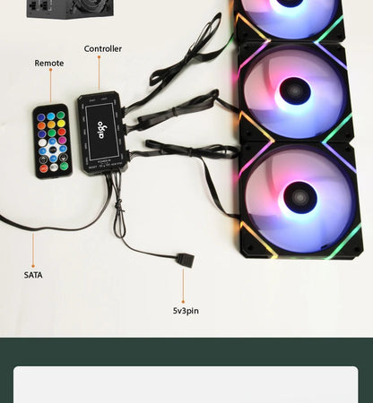 Aigo AM12 RGB PC Fan Kit — 120mm ARGB Water Cooler & Case Cooling Fans with 6-Pin Controller
