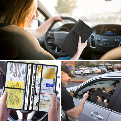Premium Faux Leather Car Document Holder – Stylish Organizer for Men & Women, Stores Insurance, Registration & Manuals