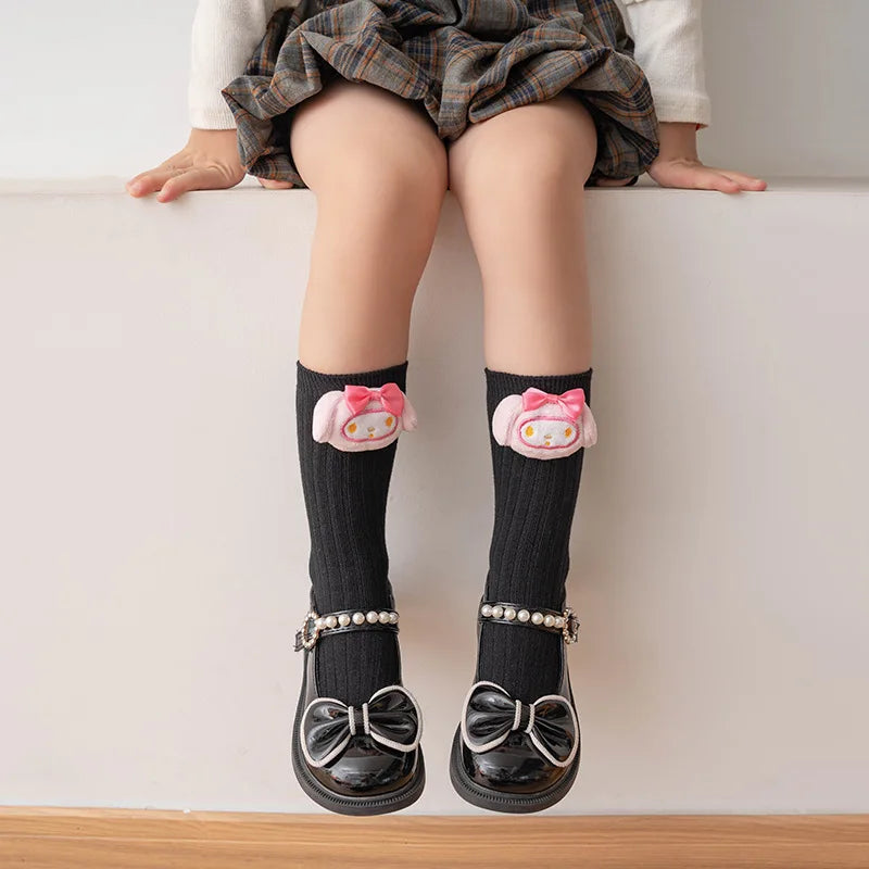 Sanrio Kuromi, Melody, Cinnamoroll & Kitty Cat Socks – Kawaii Cartoon Mid-Tube Socks for Girls, Korean Style Trendy Student Socks