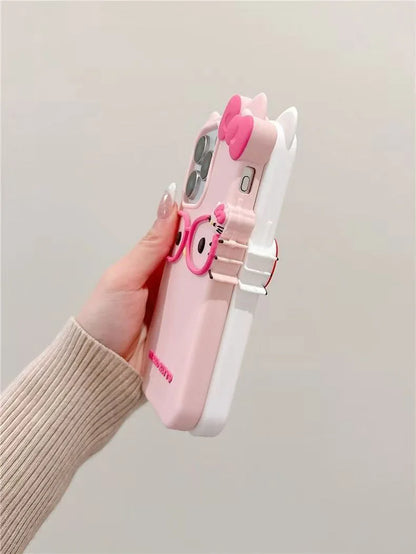 3D Glasses Cat Silicone iPhone Case — Cute Shockproof Phone Cover (Fits iPhone 4/4S/5/5S/SE/7/8/11–17 Pro Max)
