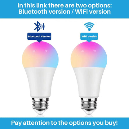 Tuya Smart Bulb E27 WiFi/Bluetooth Dimmable LED Light - RGBCW 100-240V - App Control Compatible with Alexa, Google Home
