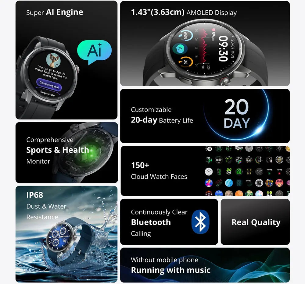 Global Version realme Watch S2 – 1.43'' AMOLED Smartwatch, 20-Day Battery, AI Engine, IP68 Waterproof