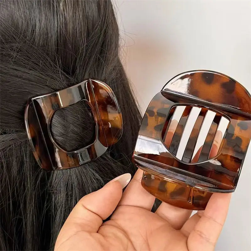 New Korean Acetic Acid Hair Clip – Women's Leopard Spring Spoon Clip, Stylish Hair Accessories & Simple Headpiece