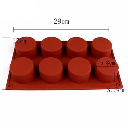8-Cavity Round Silicone Cake Mold — Chocolate, Oreo, Cookie, Jelly, Pudding, Soap & Cheesecake Baking Tool