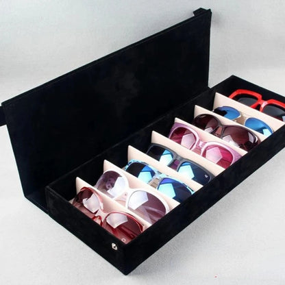 High-Quality Glasses Storage Case – 8-Slot Grid Display Stand for Eyeglasses & Sunglasses Organizer