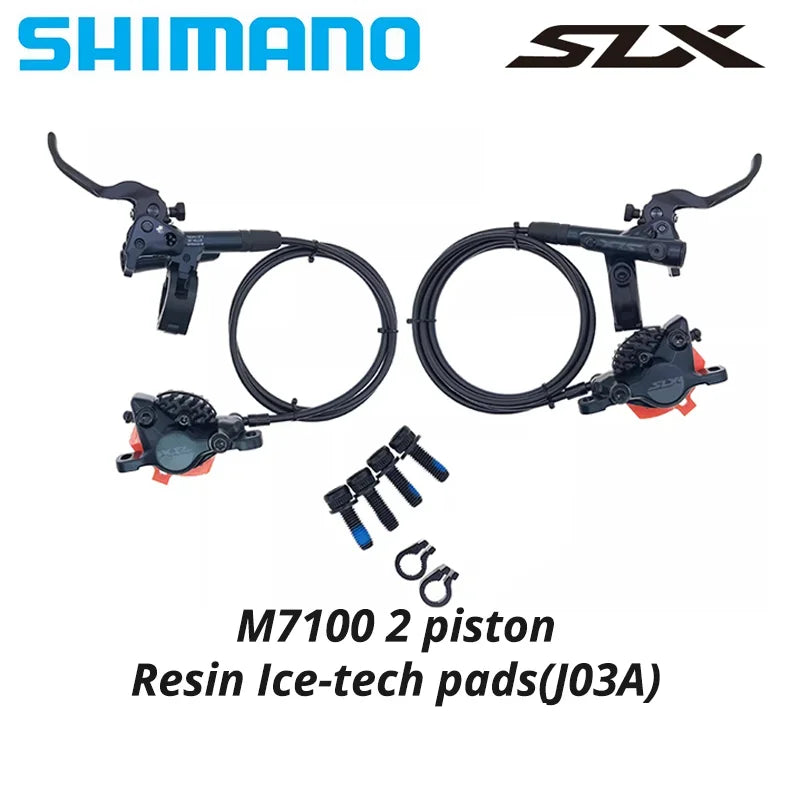 SHIMANO DEORE XT/SLX Hydraulic Disc Brake Set – M6100–M8120 2/4 Piston Original MTB Brakes for Mountain Bikes