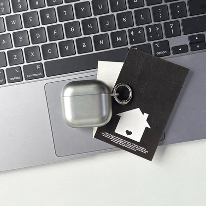 Electroplated Silver AirPods Protective Case - Matte & Glossy Finish with Metal Ring for AirPods 1/2/3/4/5 Pro 2/Pro 3