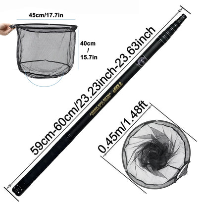 MBLN 328cm Ultralight Portable Landing Net – Carbon Handle & Aluminum Alloy Head, 414g Total Weight