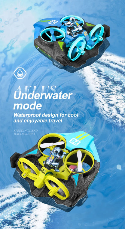 4DRC Mini RC Drone – 3-in-1 Sea, Land & Air Quadcopter with Altitude Hold, Headless Mode & 2.4G Remote Control Helicopter Toy