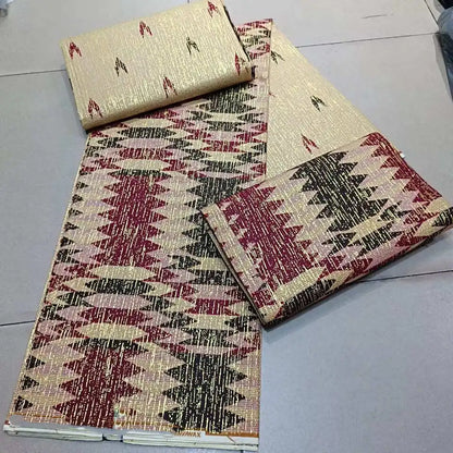 Real Ankara Wax Lace Fabric - 100% Cotton Nigerian Gold Print, 6 Yards Ghana Style Party Dress Material