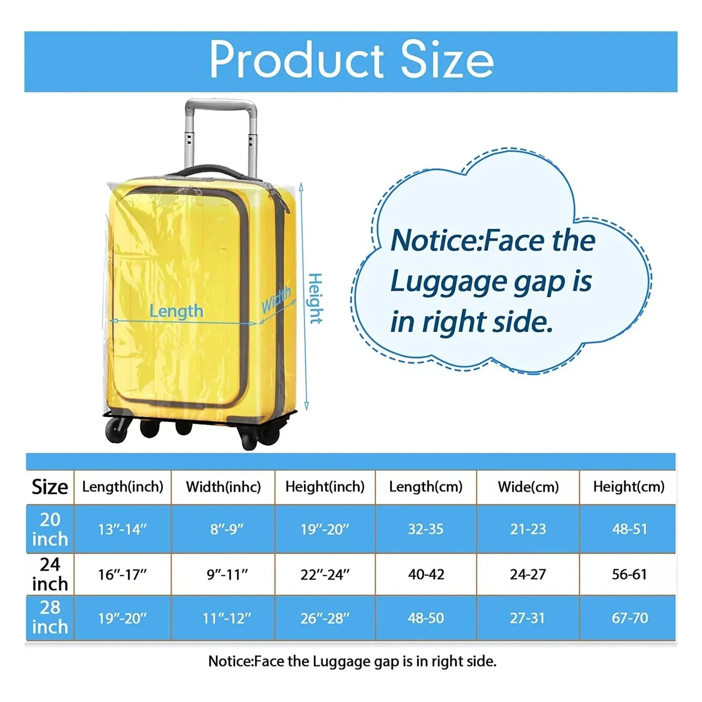 Full Transparent Luggage Cover – Waterproof, Dustproof, Durable PVC Suitcase Protector for Travel