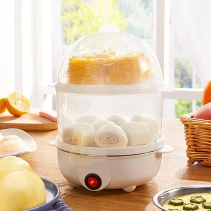 220V Multifunctional Electric Egg Boiler - Double Layer Egg Cooker and Mini Steamer for Kitchen Breakfast