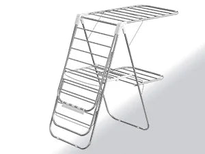Foldable 2-Level Clothes Drying Rack – Large Free-Standing Laundry Rack with Height-Adjustable Wings