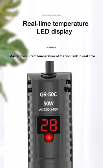 25W-300W Fish Tank Aquarium Heating Rod - Quartz Glass with Digital Display & Automatic Thermostat for Aquariums