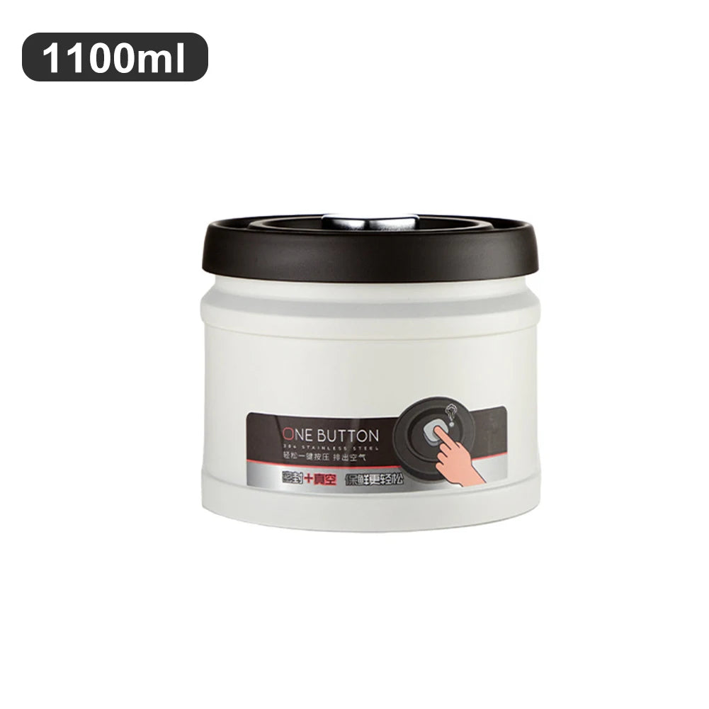 Stainless Steel Coffee Bean Vacuum Sealed Canister — Airtight Storage Tank for Grains, Tea, Nuts & Kitchen Organization