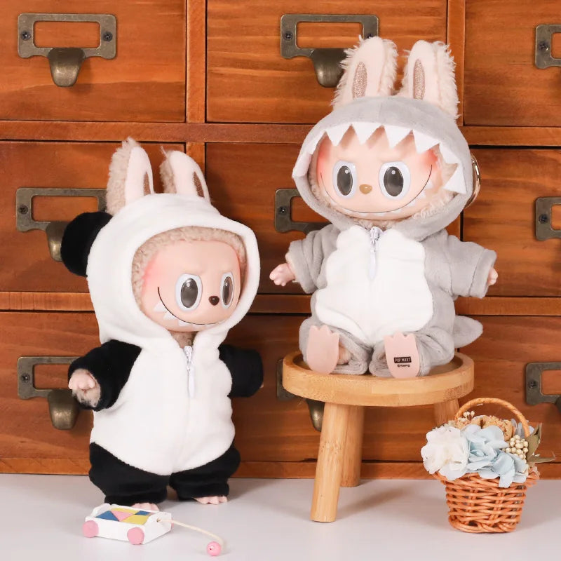 13cm Labubu Doll Clothes — 6-Piece Dinosaur Animal Outfit with Hat