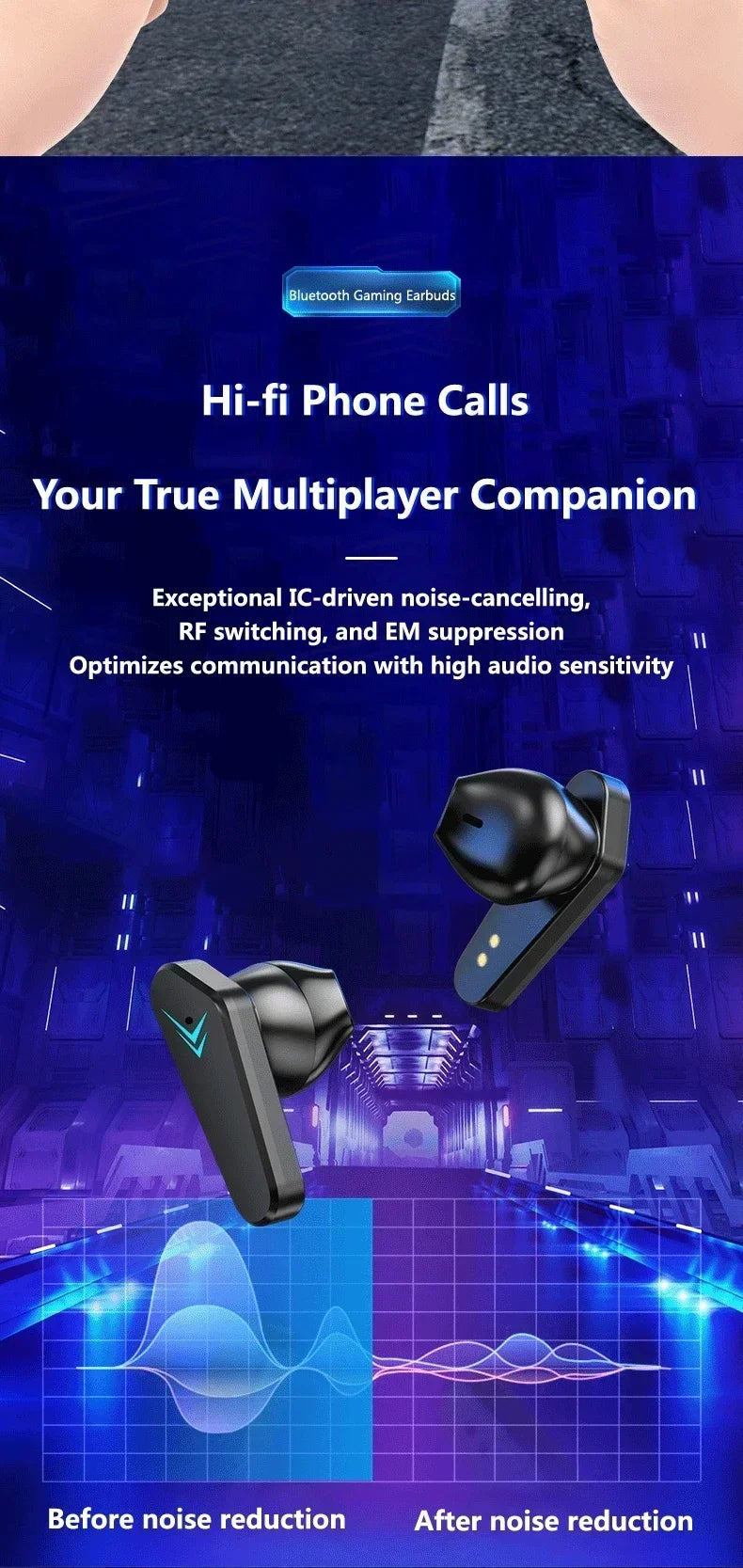 NEW AIR X15 Wireless Gaming Earphones — Bluetooth Low-Latency 65ms Earbuds, Gamer Headset with Mic Handsfree