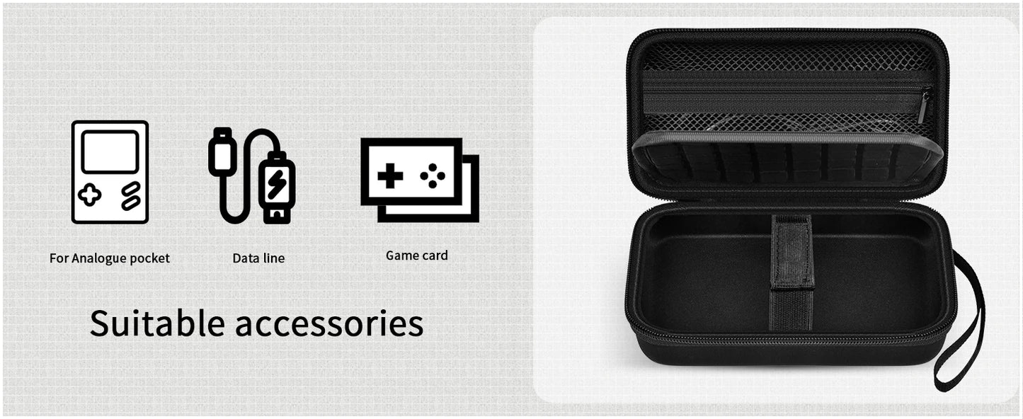 Hard Case for Analogue Pocket Handheld Console — Portable Mini Game Player Storage Bag for Game Cards