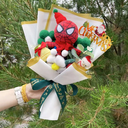 Spider-Man Superhero Plush Doll – Handmade Stuffed Bouquet Gift for Boys Birthday Christmas Graduation