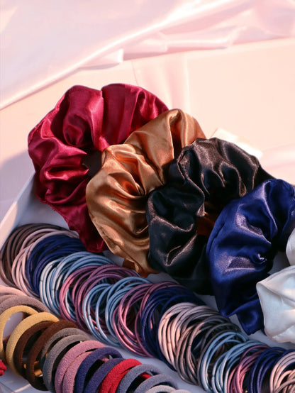 1085PCS Dark Hair Accessories Set - Seamless Ponytail Holders, Scrunchies, Hairbands & Ties for Women