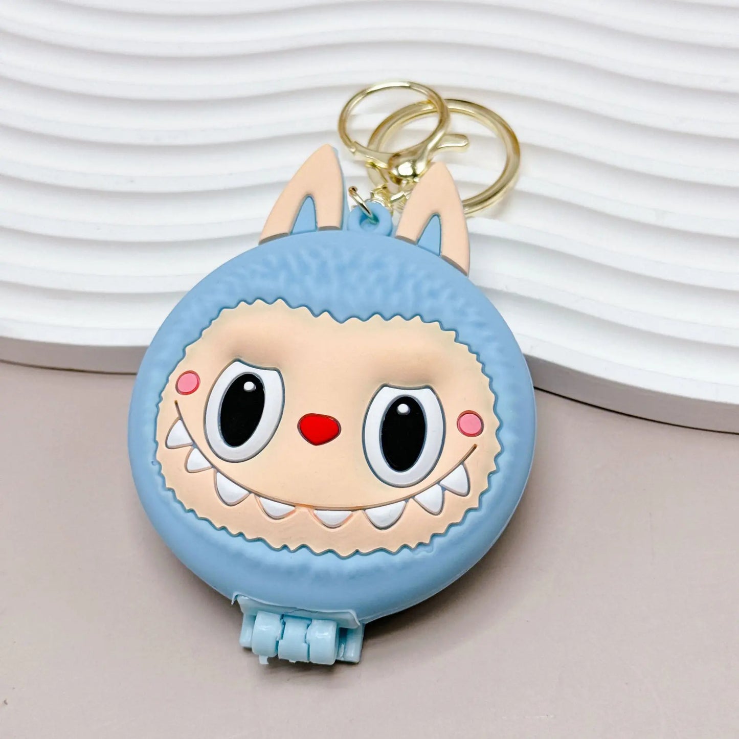 Kawaii Labubu Monsters Zimomo Mococo Comb Mirror Keychain – Cute Portable Air Cushion Comb Gift for Girls