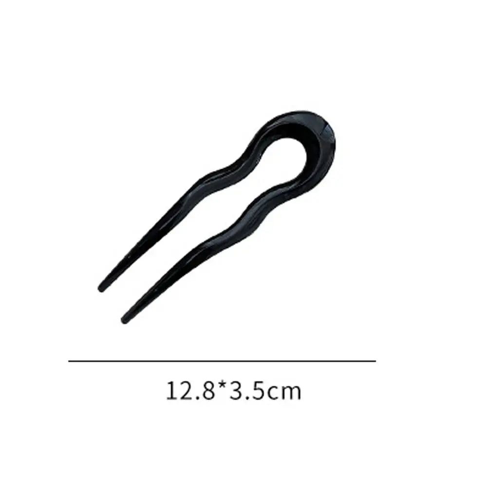 U-Shaped Hair Fork – Fashion Tortoiseshell Acetate Hairpin, Geometric Design Headwear for Women & Girls