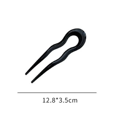 U-Shaped Hair Fork – Fashion Tortoiseshell Acetate Hairpin, Geometric Design Headwear for Women & Girls