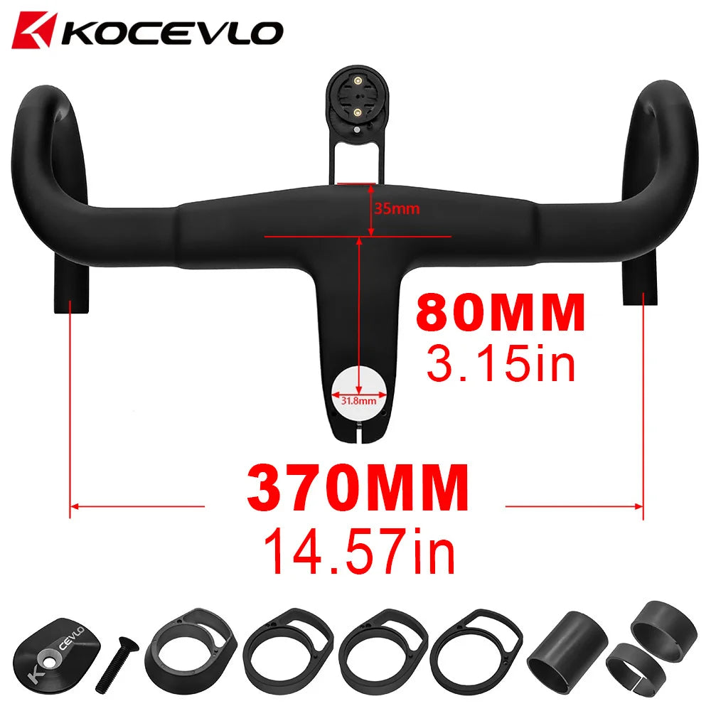 KOCEVLO H11 Carbon Road Bike Handlebar with Stem - Integrated Handlebar 370/390/400/420mm for 28.6/31.8mm Systems