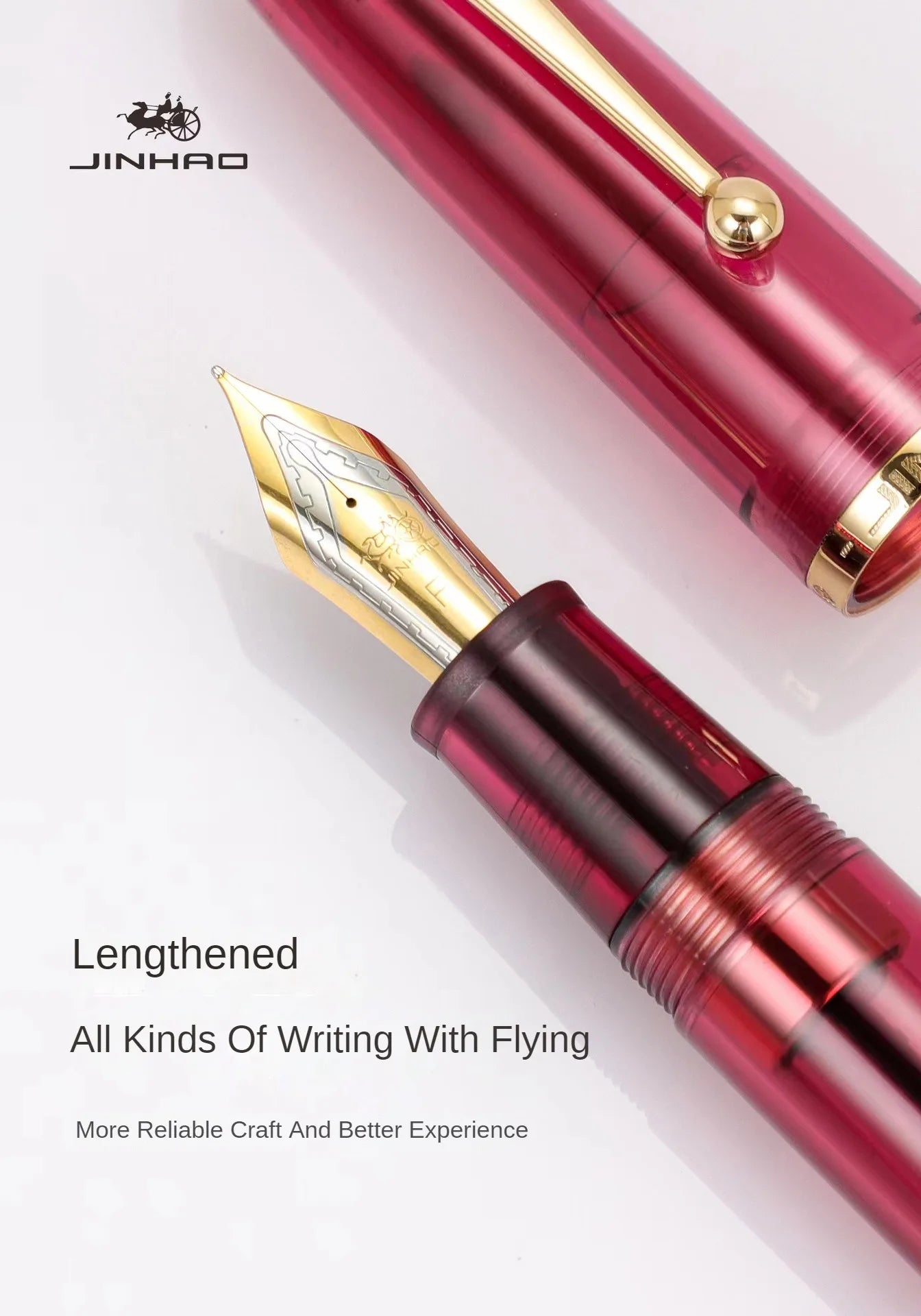 Luxury JinHao 9019 Dadao Fountain Pen – Transparent Acrylic Spin Design, 40mm Nib for Office & School Writing Supplies