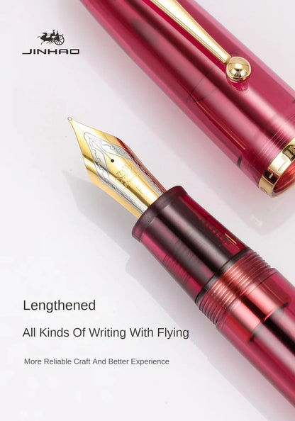 Luxury JinHao 9019 Dadao Fountain Pen – Transparent Acrylic Spin Design, 40mm Nib for Office & School Writing Supplies