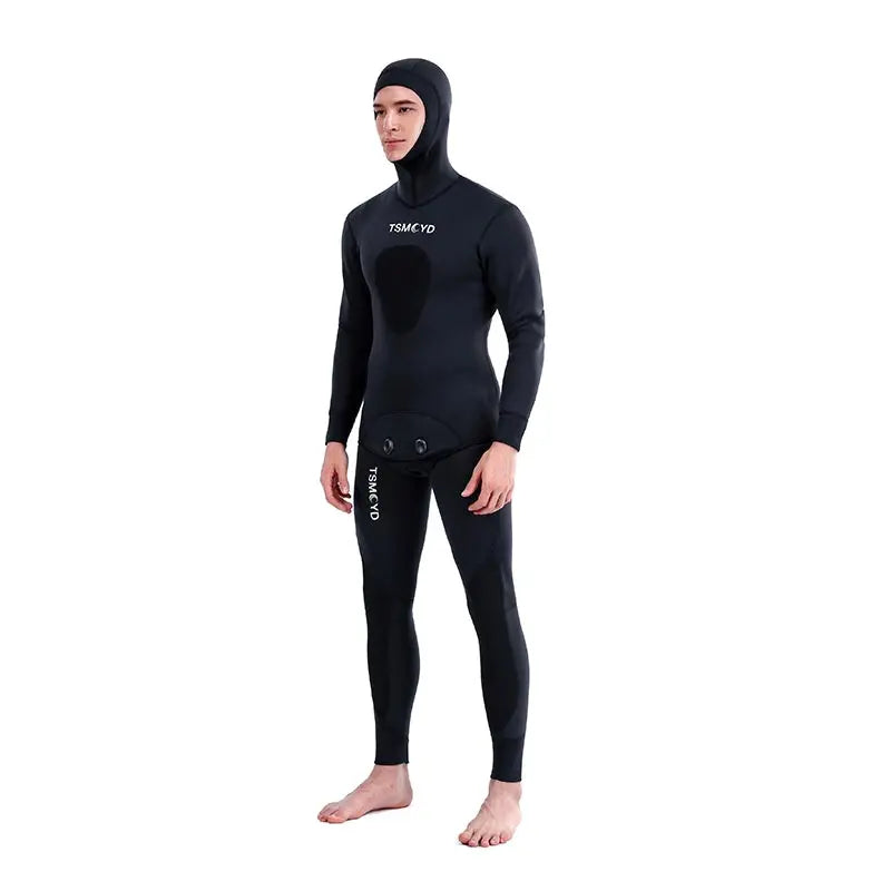 2024 Neoprene Scuba Diving Wetsuit – 1.5/3MM Winter Warm Hooded Suit with Front Zipper for Men, Surfing, Snorkeling & Spearfishing