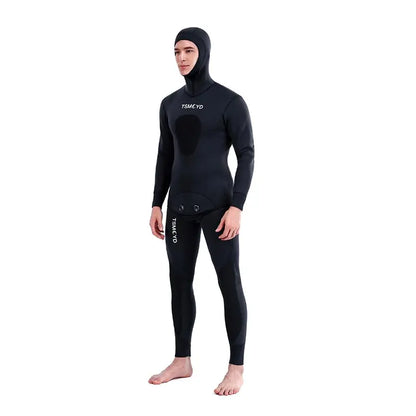 2024 Neoprene Scuba Diving Wetsuit – 1.5/3MM Winter Warm Hooded Suit with Front Zipper for Men, Surfing, Snorkeling & Spearfishing