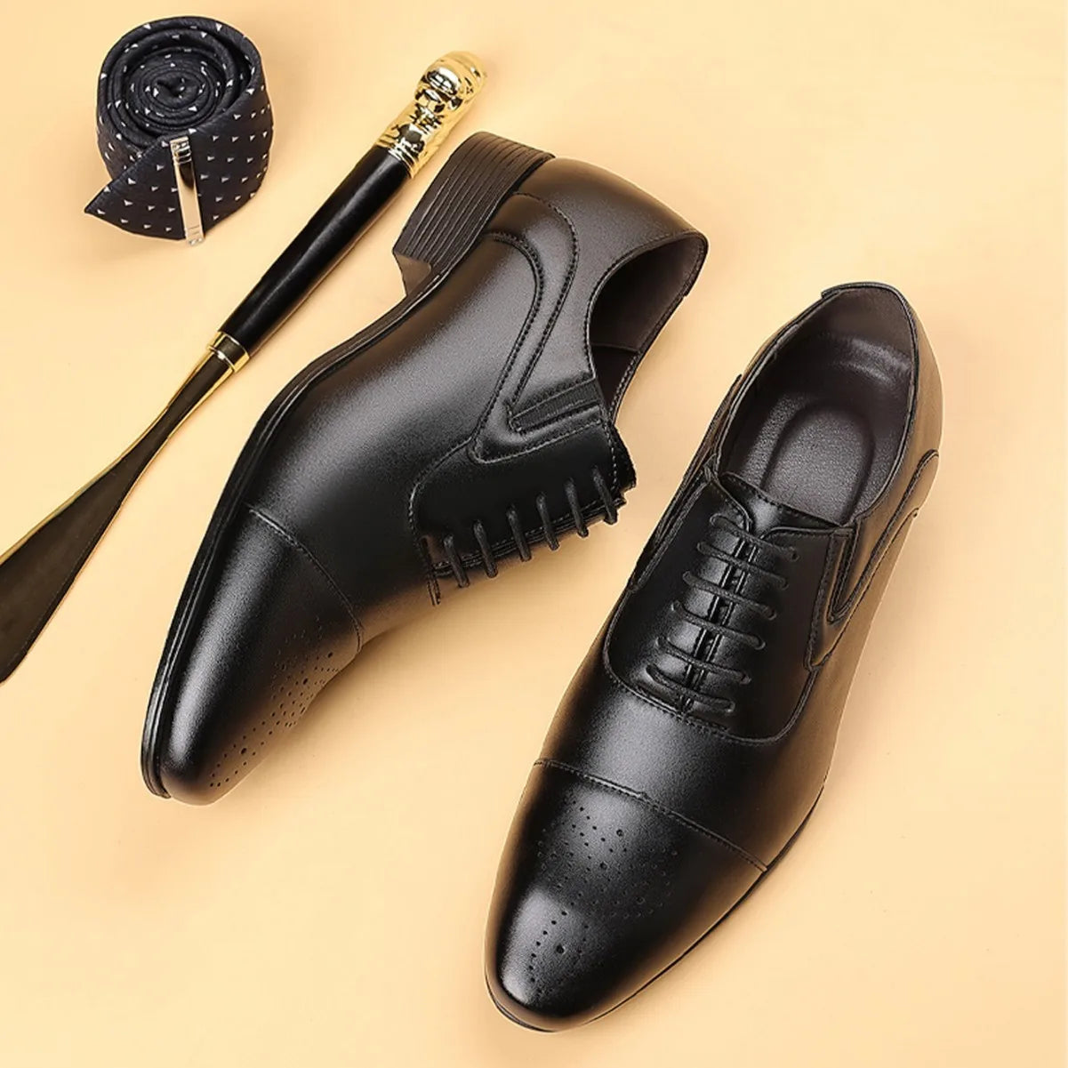 Men’s Luxury Leather Dress Shoes - Business Wedding Office & Party Formal Footwear