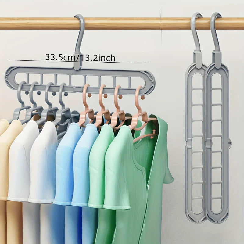 3pcs Foldable 9-Hole Plastic Hangers – Heavy Duty Space-Saving Clothes Organizer for Closet & Home